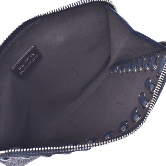 Fendi Flat Bag Blue Navy Pouch Calf Clutch - Picture 10 of 12